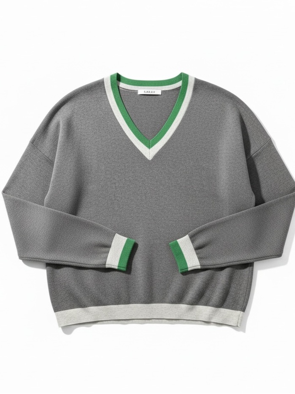 Kokun Cashmere & Bamboo Varsity V-Neck Sweater